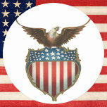 Vintage Patriotic American Flag and Bald Eagle Round Sticker