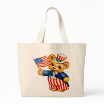 Vintage Patriotic Bear Jumbo Tote Bags