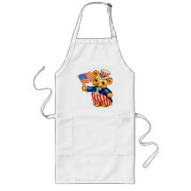 Vintage Patriotic Bear Long Apron