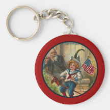 Vintage_Patriotic Boy and Horse_Keychain