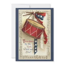 Vintage Patriotic Drum and Musical Notes Custom Announcements