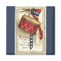 Vintage Patriotic Drum and Musical Notes Magnets