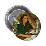 Vintage Patriotic, Military Medical Nurse on Phone Button