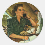 Vintage Patriotic, Military Medical Nurse on Phone Sticker
