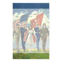 Vintage Patriotic, Military Personnel Customised Stationery