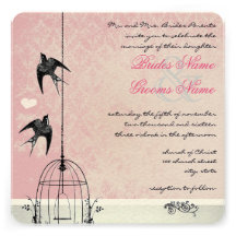 Vintage Peach Damask Bird Cage Save the Date Personalized Announcement