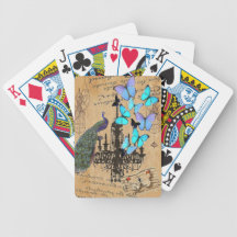 vintage peacock butterfly Paris fashion Bicycle Poker Deck