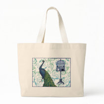 Vintage Peacock & Cage Canvas Bags