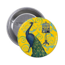 Vintage Peacock & Cage Buttons