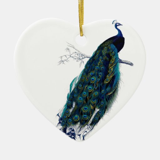 vintage peacock double sided heart ceramic christmas vintage peacock double sided heart ceramic christmas