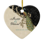 Vintage Peacock & Etchings Christmas Ornament ornaments