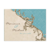 Vintage Peacock & Etchings RSVP Response Postcard
