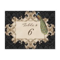 Vintage Peacock & Etchings, Table Number Card Postcards