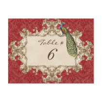 Vintage Peacock & Etchings, Table Number Card
