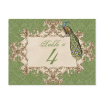 Vintage Peacock & Etchings, Table Number Card