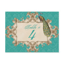 Vintage Peacock & Etchings, Table Number Card Post Cards