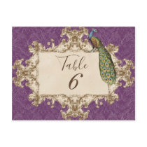 Vintage Peacock & Etchings, Table Number Card