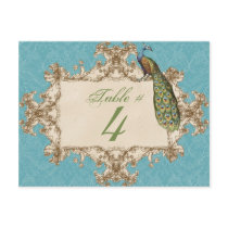 Vintage Peacock & Etchings, Table Number Card