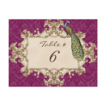 Vintage Peacock & Etchings, Table Number Card