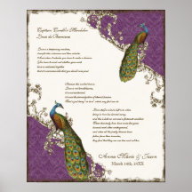 Vintage Peacock & Etchings - Wedding Personalised Print