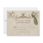 Vintage Peacock & Etchings Wedding RSVP Card Custom Invites