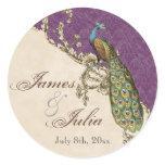Vintage Peacock & Etchings  Wedding Seal stickers