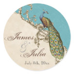 Vintage Peacock & Etchings  Wedding Seal stickers