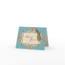 Vintage Peacock & Etchings Wedding Thank You Notes