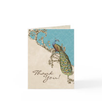 Vintage Peacock & Etchings Wedding Thank You Notes