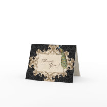 Vintage Peacock & Etchings Wedding Thank You Notes