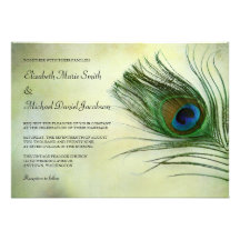 Vintage Peacock Feather Wedding Invitations