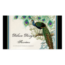 Vintage Peacock, Feathers - Elegant Business Cards