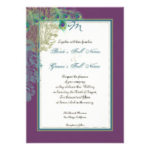 Vintage Peacock, Feathers n Etchings - Invitation