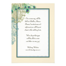 Vintage Peacock, Feathers n Etchings Save the Date Personalised Invite