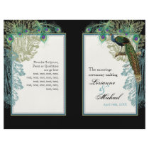 Vintage Peacock, Feathers - Wedding Program