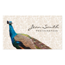 Vintage Peacock Floral Photographer Business Card
