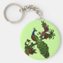 Vintage Peacock on Branch Apparel and Gifts Keychain