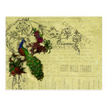 Vintage Peacock on Branch Apparel and Gifts Postcards