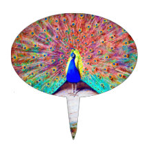 Vintage Peacock Painting Cake Picks