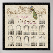 Vintage Peacock Reception Table Seating Chart