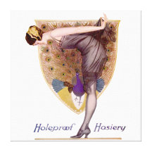 Vintage Peacock Woman Flapper Gallery Wrap Canvas