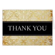 Vintage Pearl Damask Thank You Note Cards