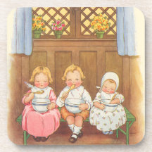 Vintage Pease Porridge Hot Childrens Nursery Rhyme Coasters