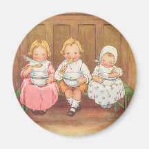 Vintage Pease Porridge Hot Childrens Nursery Rhyme Refrigerator Magnet