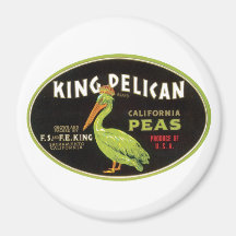 Vintage Pelican Peas Ad Label Fridge Magnet