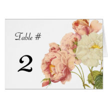 Vintage Peonies Wedding Table Number Greeting Cards