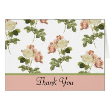 Vintage Peonies Wedding Thank You Card