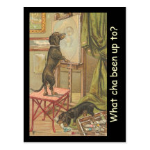 Vintage Pet Dogs into Mischief Playing -Post Card