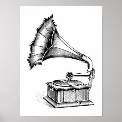 Vintage Phonograph Record Player Music Instrument Poster  Zazzle
