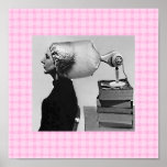 Vintage Photo 1960s Hairdryer on Pink Gingham posters